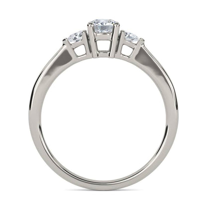 1Ct Moissanite Vega Round and Pear Trilogy Ring