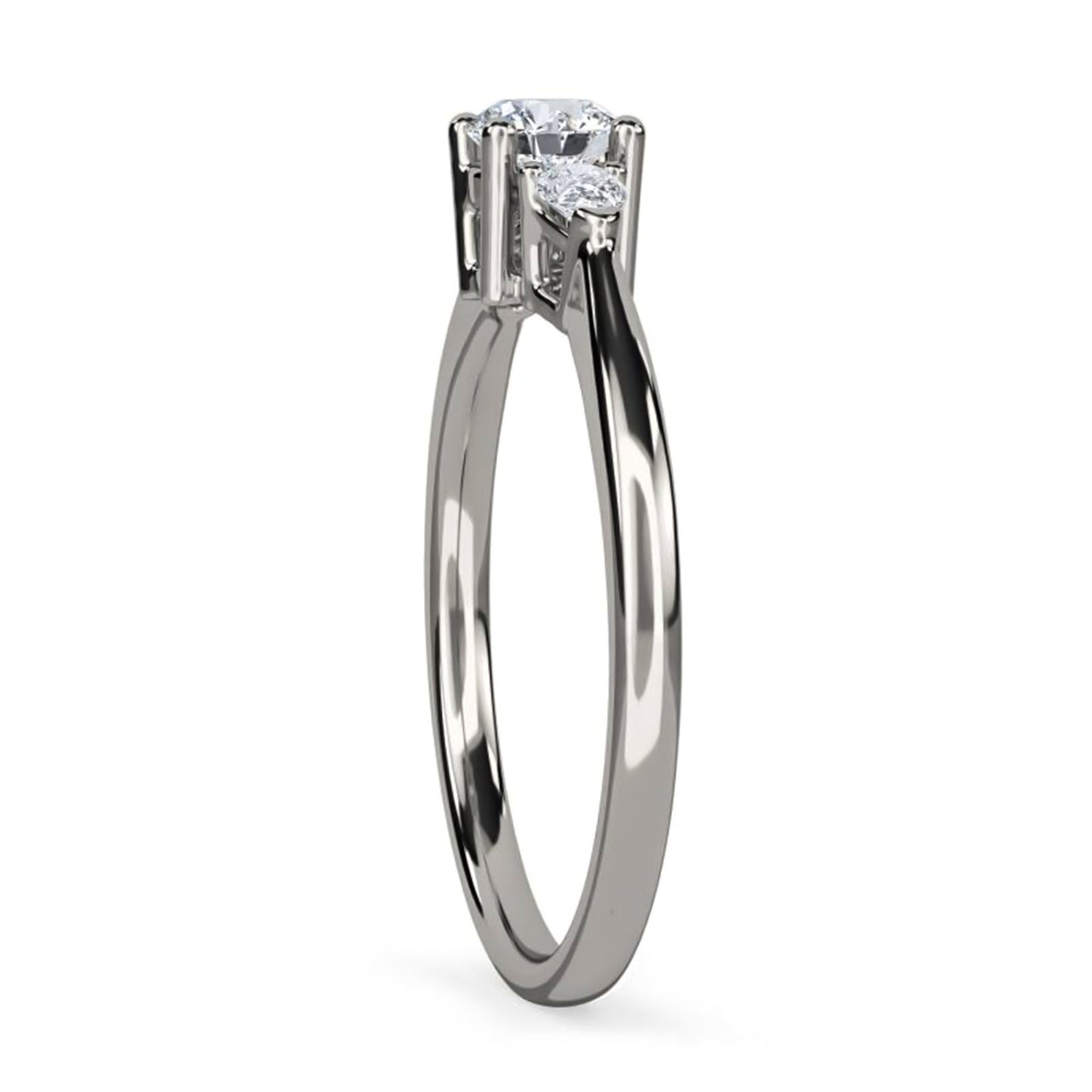1Ct Moissanite Vega Round and Pear Trilogy Ring