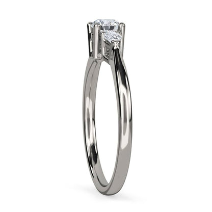 1Ct Moissanite Vega Round and Pear Trilogy Ring