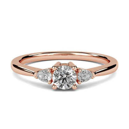 1Ct Moissanite Vega Round and Pear Trilogy Ring