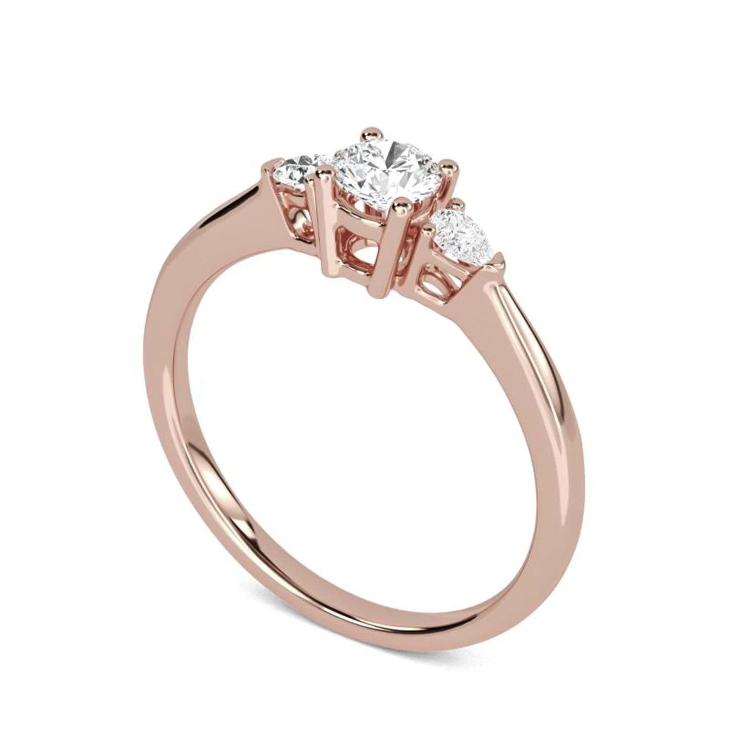 1Ct Moissanite Vega Round and Pear Trilogy Ring