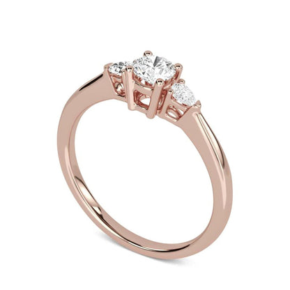 1Ct Moissanite Vega Round and Pear Trilogy Ring