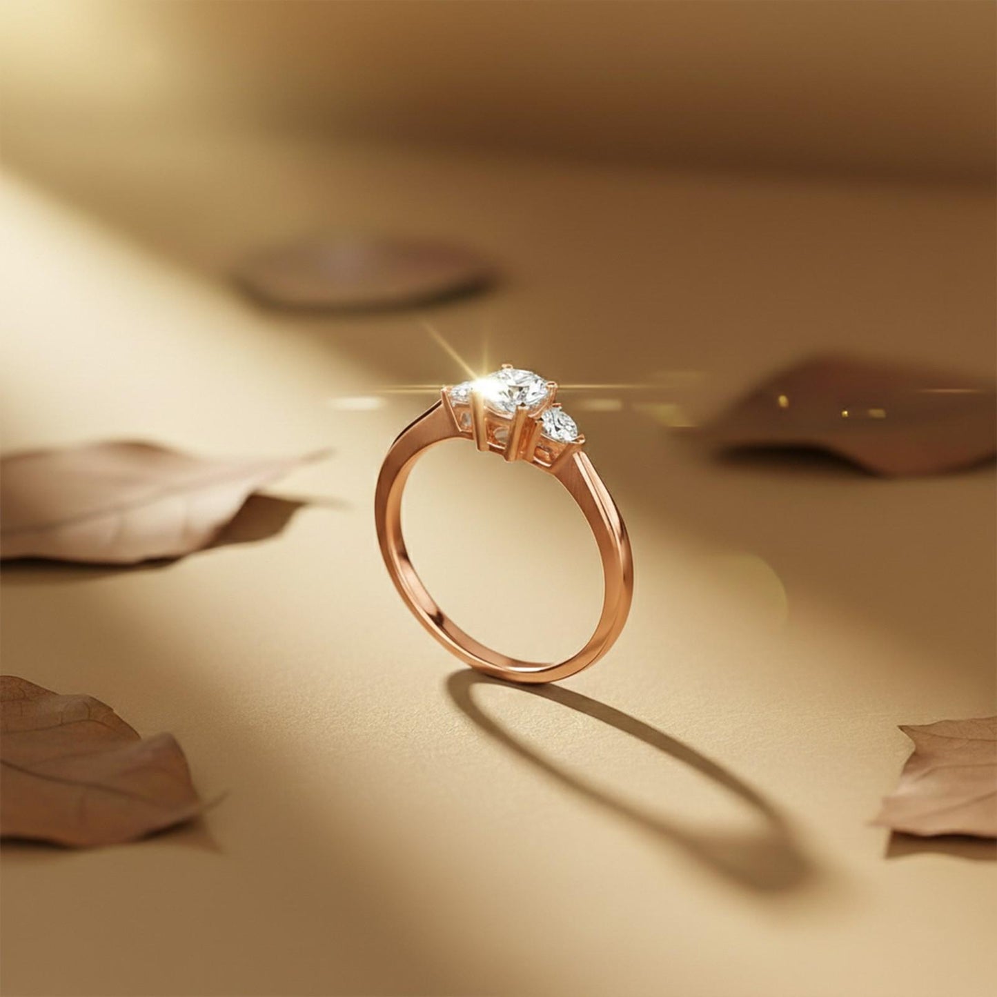 1Ct Moissanite Vega Round and Pear Trilogy Ring