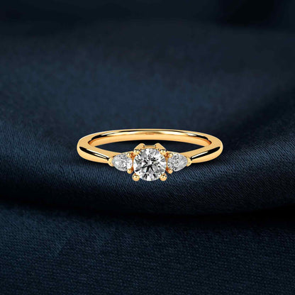 1Ct Moissanite Vega Round and Pear Trilogy Ring