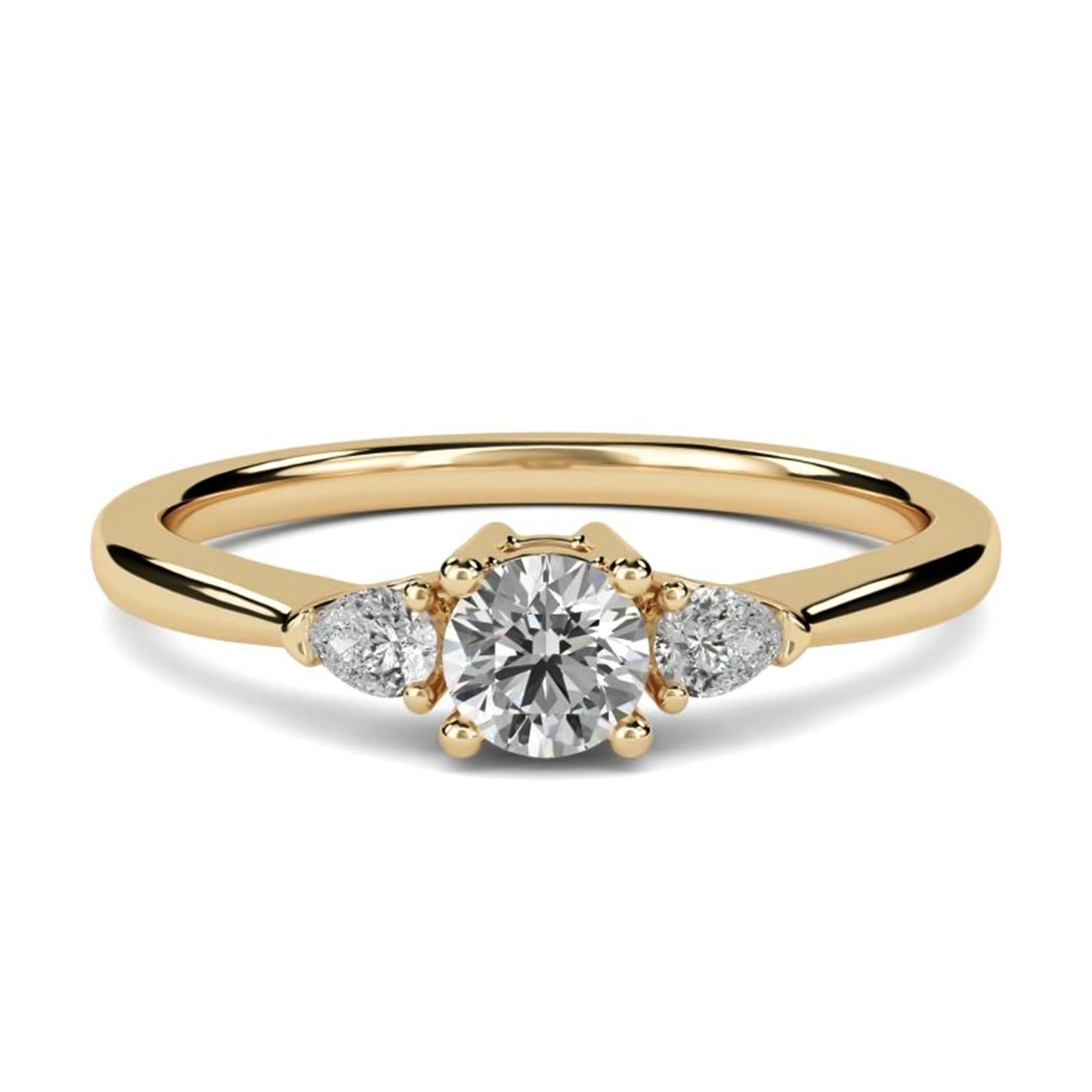 1Ct Moissanite Vega Round and Pear Trilogy Ring