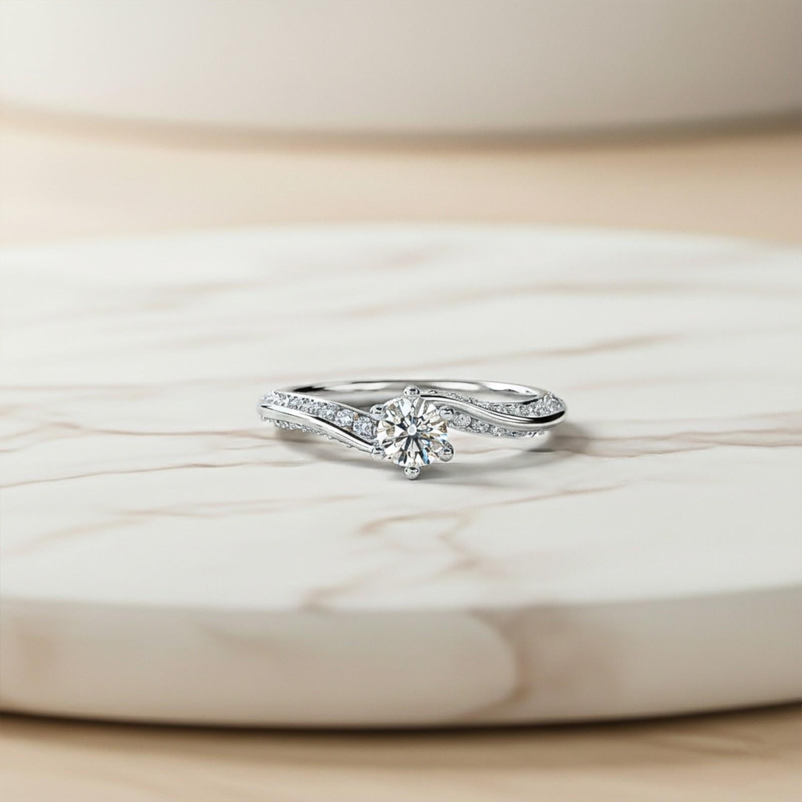 0.75Ctw Moissanite Willow Round Engagement Ring