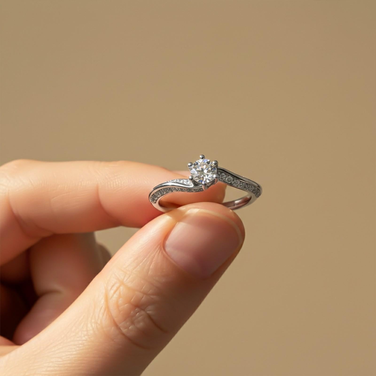0.75Ctw Moissanite Willow Round Engagement Ring