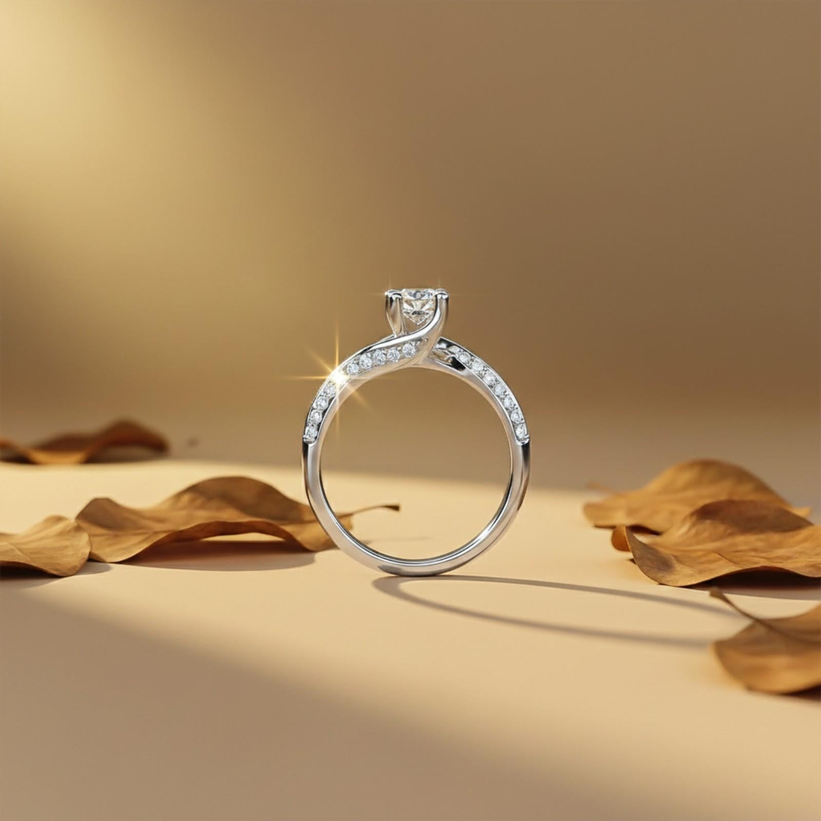0.75Ctw Moissanite Willow Round Engagement Ring