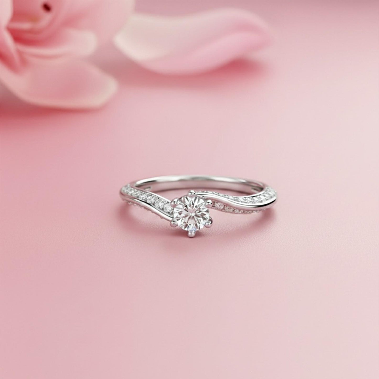 0.75Ctw Moissanite Willow Round Engagement Ring