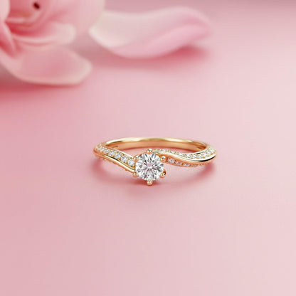 0.75Ctw Moissanite Willow Round Engagement Ring