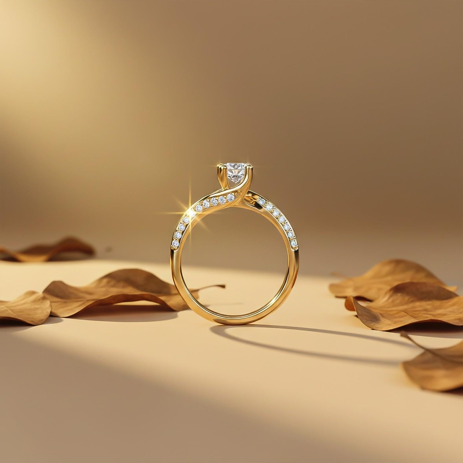 0.75Ctw Moissanite Willow Round Engagement Ring