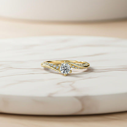 0.75Ctw Moissanite Willow Round Engagement Ring