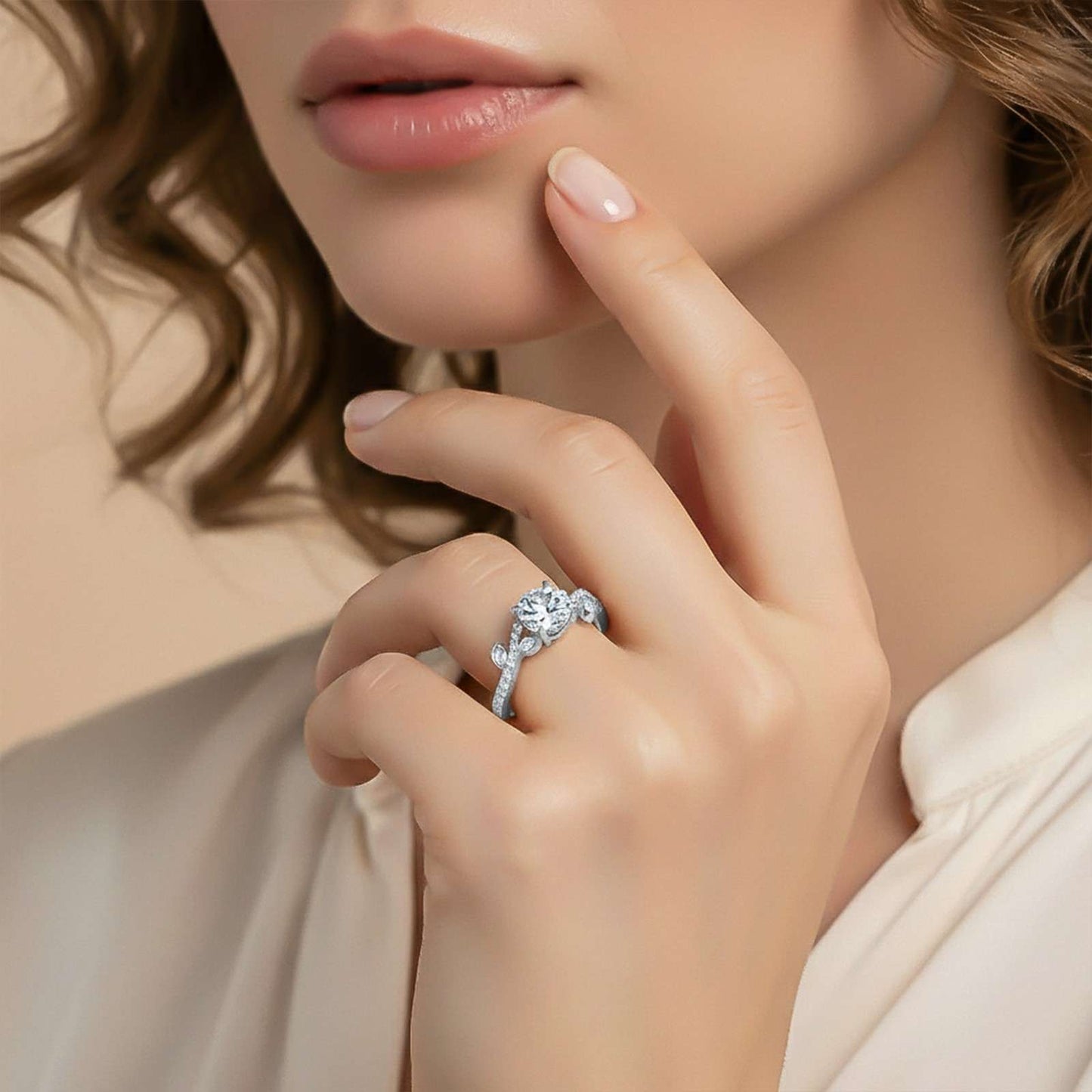 1.25Ctw Moissanite Flora Designer Shoulder Ring