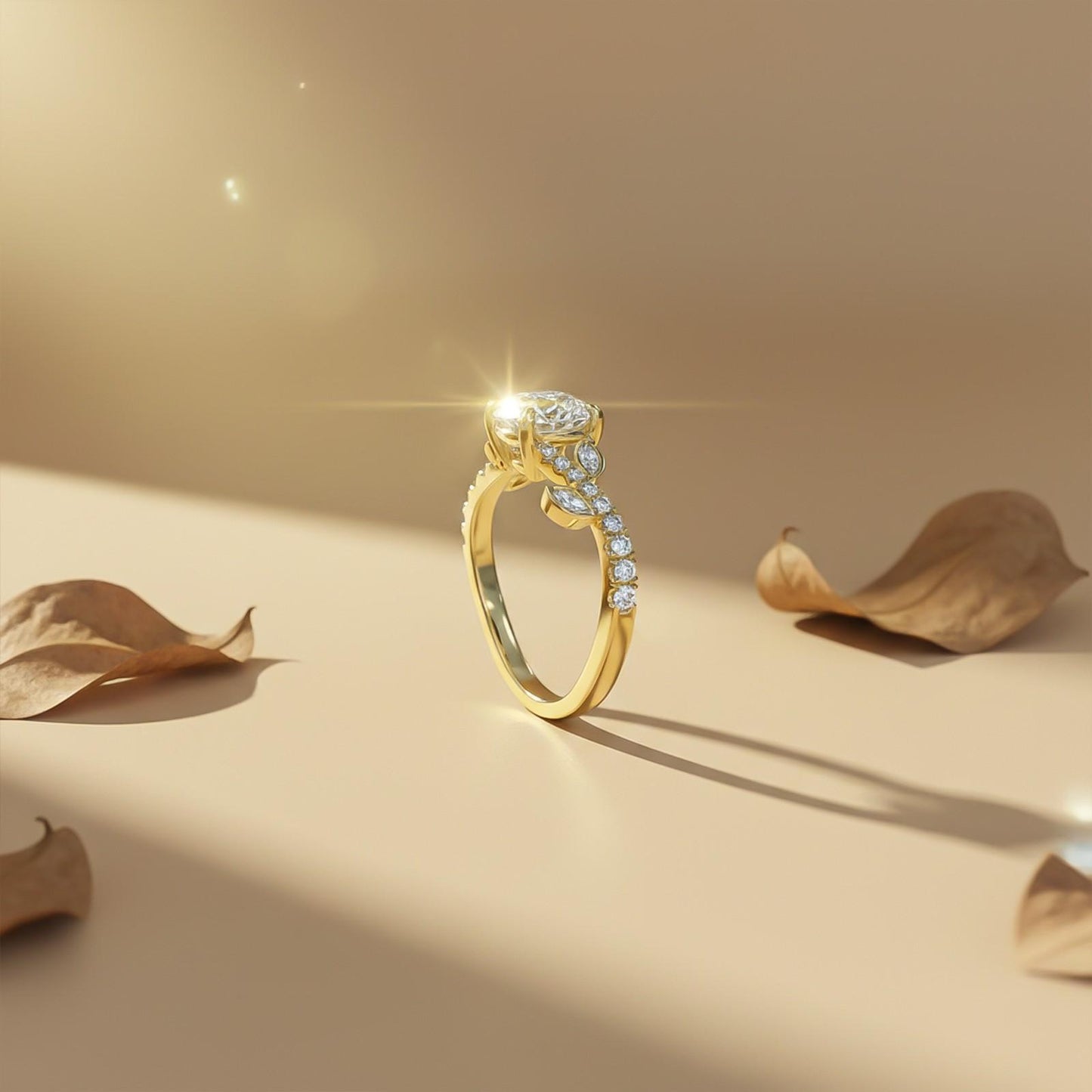 1.25Ctw Moissanite Flora Designer Shoulder Ring
