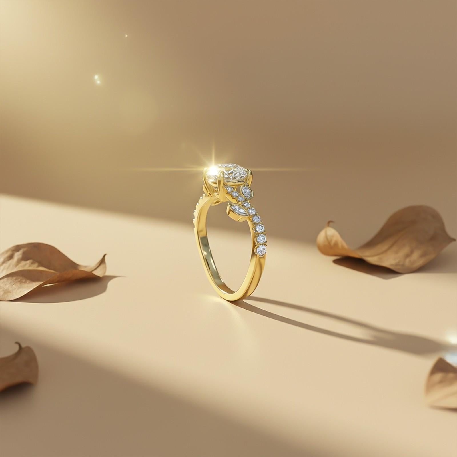 1.25Ctw Moissanite Flora Designer Shoulder Ring