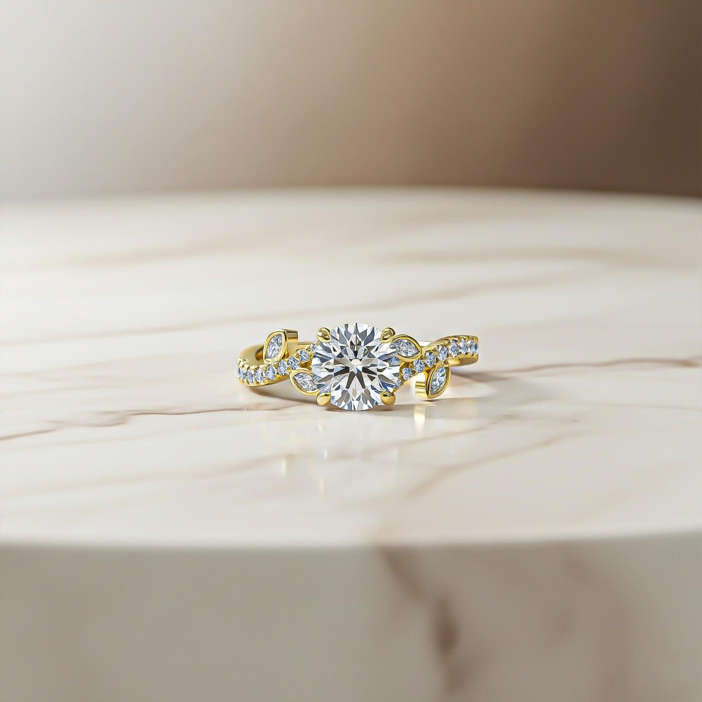 1.25Ctw Moissanite Flora Designer Shoulder Ring