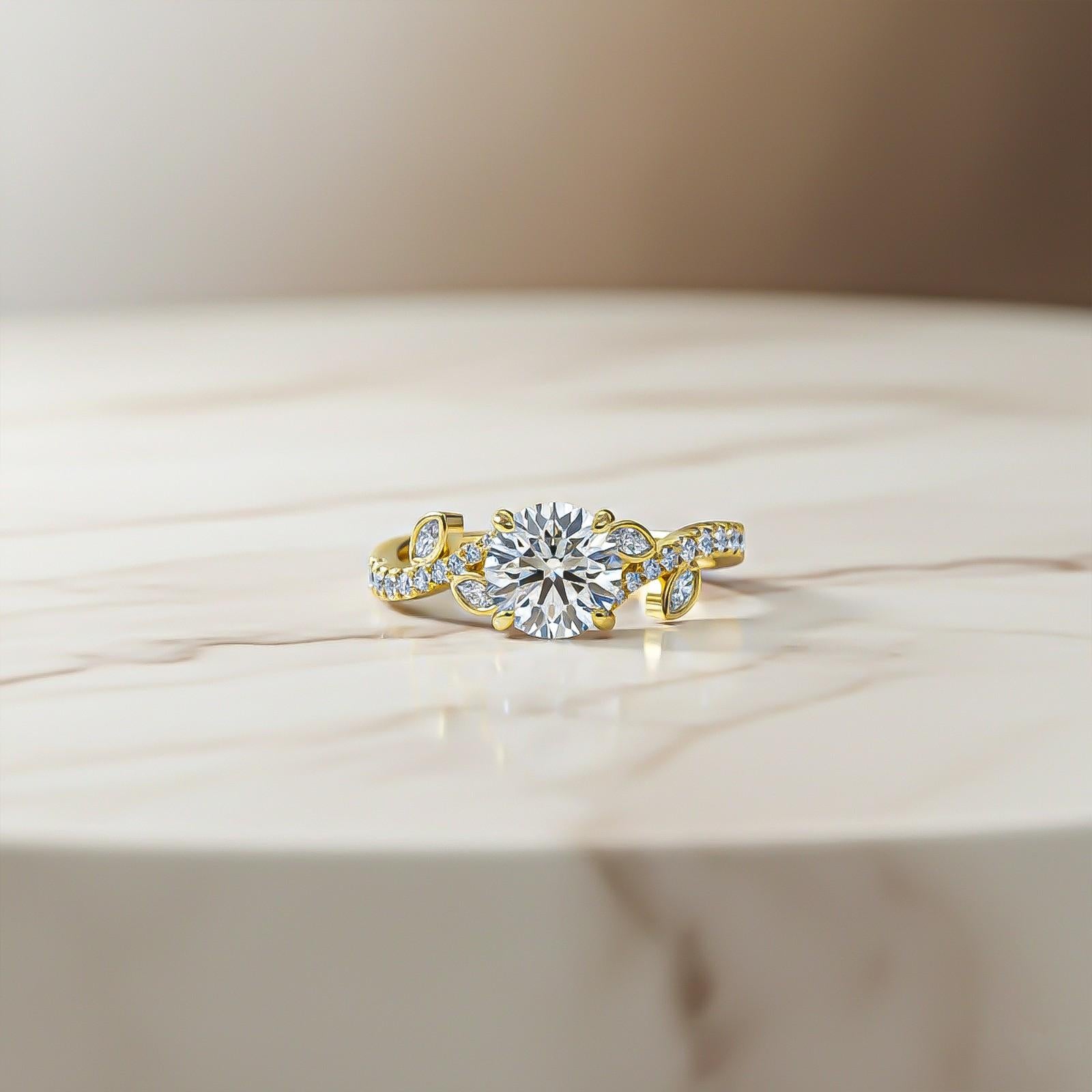 1.25Ctw Moissanite Flora Designer Shoulder Ring