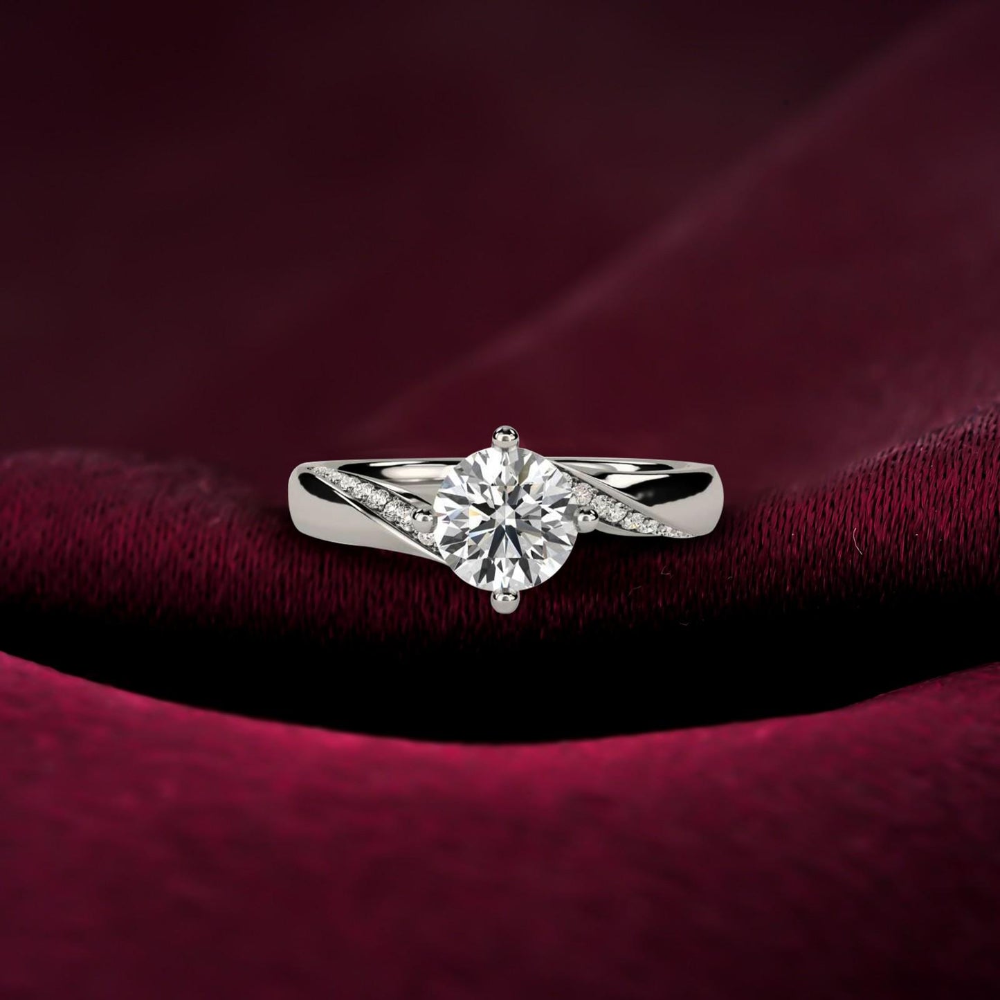 1.10Ctw Moissanite Cedar Round Engagement Ring