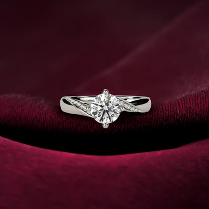 1.10Ctw Moissanite Cedar Round Engagement Ring