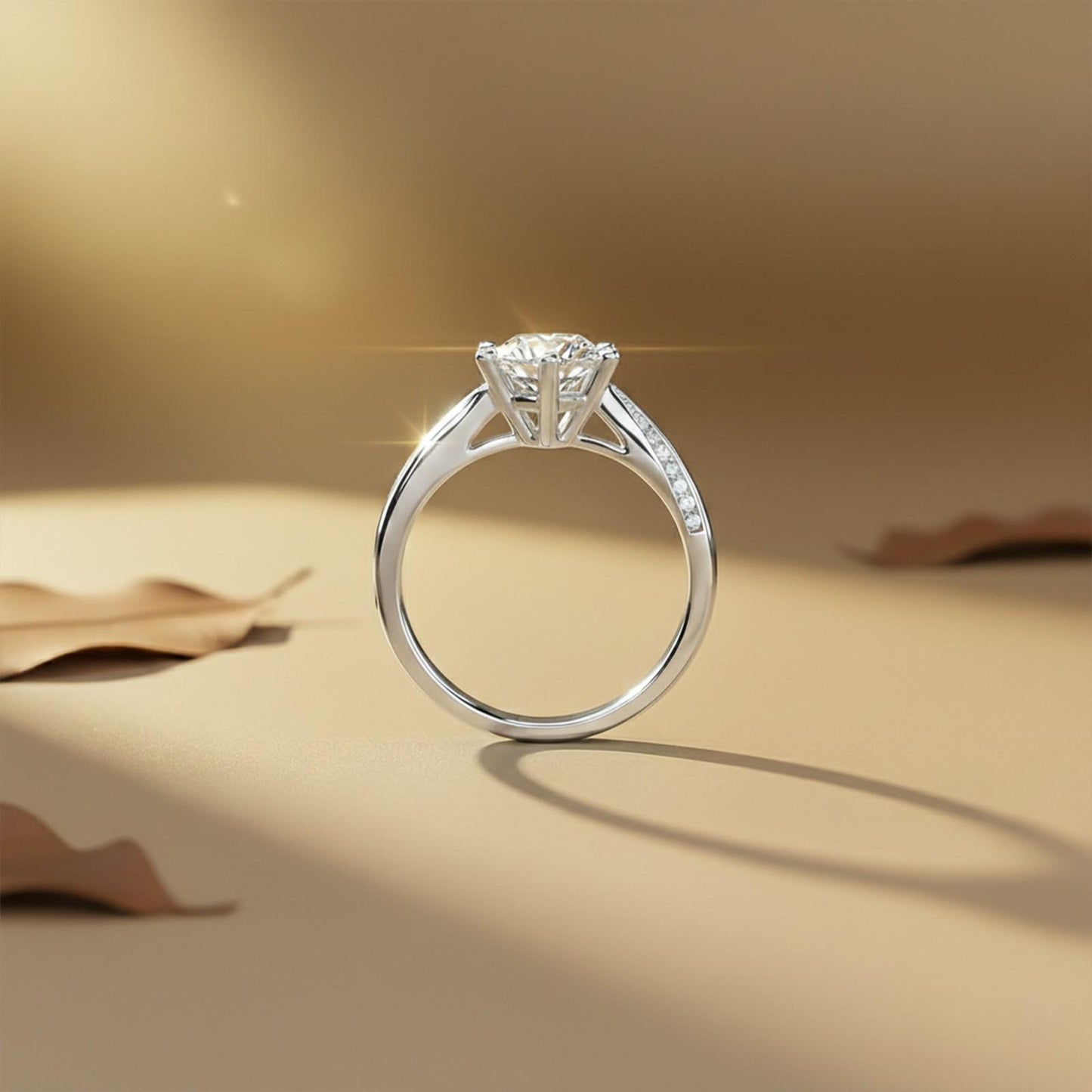 1.10Ctw Moissanite Cedar Round Engagement Ring