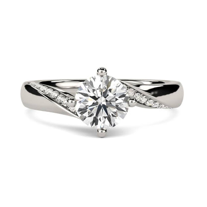 1.10Ctw Moissanite Cedar Round Engagement Ring