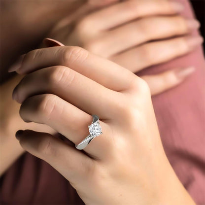 1.10Ctw Moissanite Cedar Round Engagement Ring