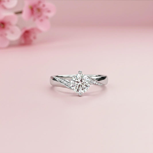1.10Ctw Moissanite Cedar Round Engagement Ring