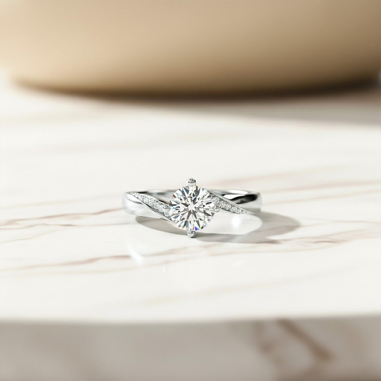 1.10Ctw Moissanite Cedar Round Engagement Ring