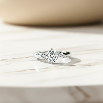 1.10Ctw Moissanite Cedar Round Engagement Ring