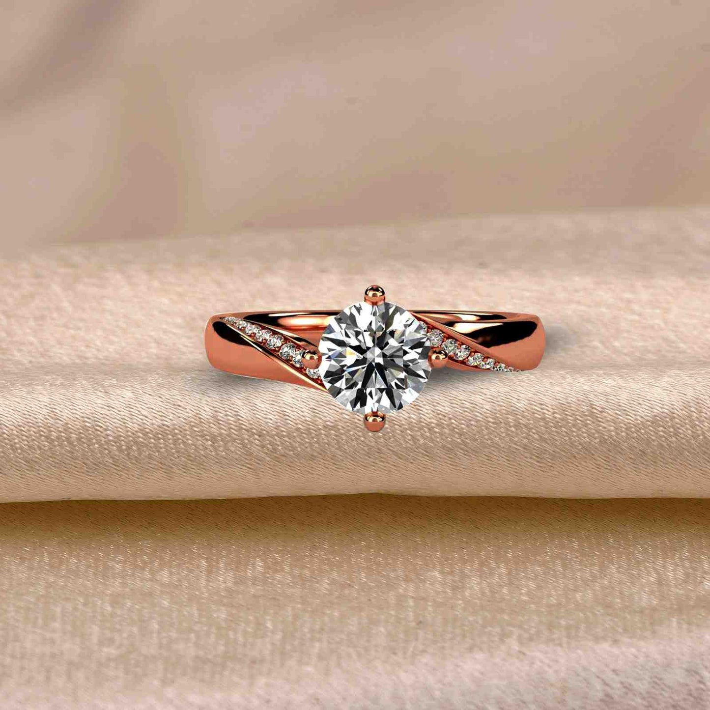 1.10Ctw Moissanite Cedar Round Engagement Ring
