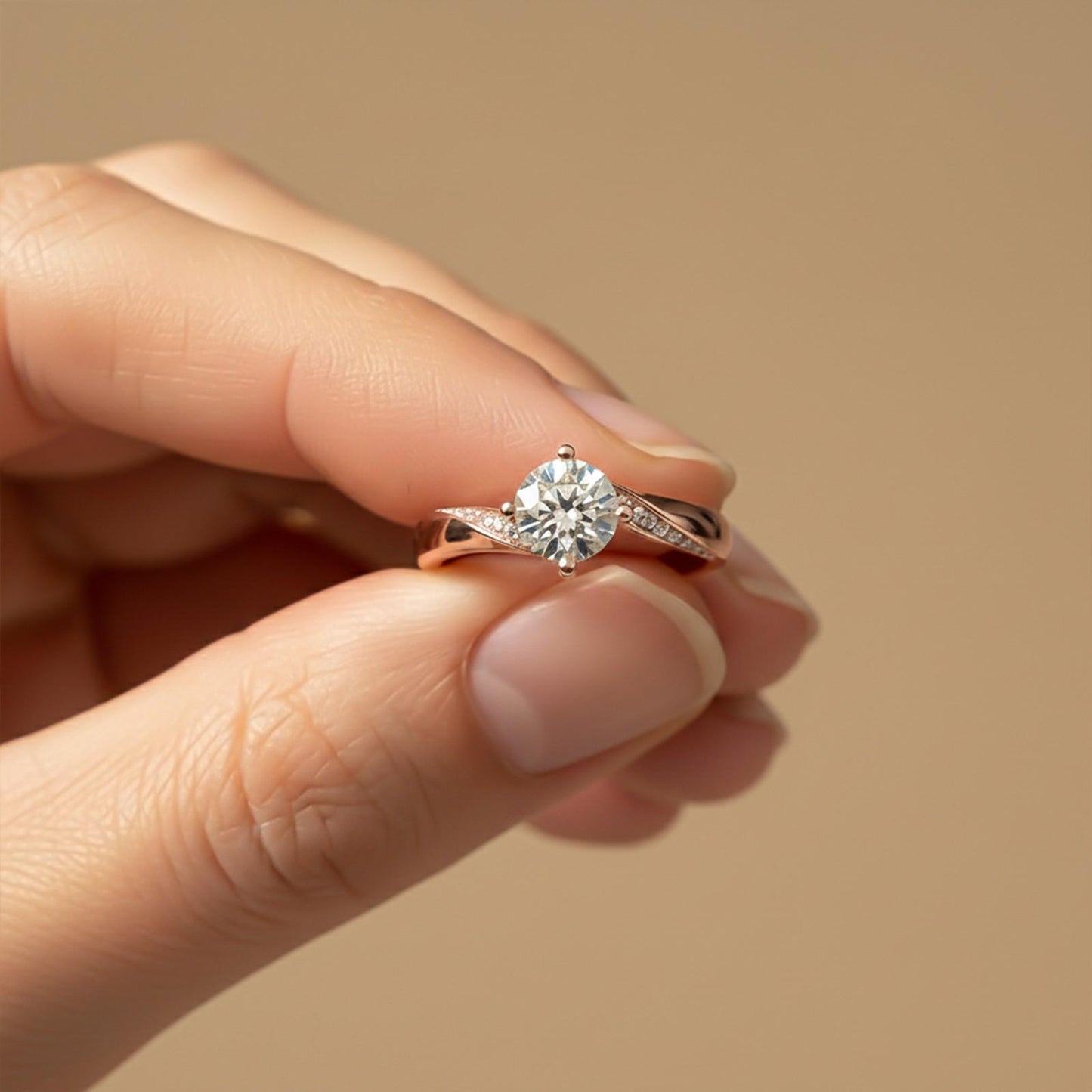 1.10Ctw Moissanite Cedar Round Engagement Ring