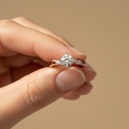 1.10Ctw Moissanite Cedar Round Engagement Ring