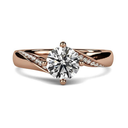 1.10Ctw Moissanite Cedar Round Engagement Ring