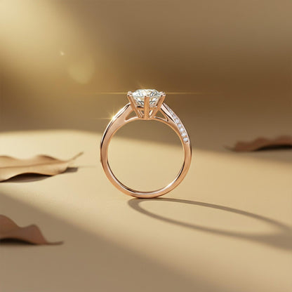 1.10Ctw Moissanite Cedar Round Engagement Ring