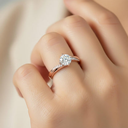 1.10Ctw Moissanite Cedar Round Engagement Ring