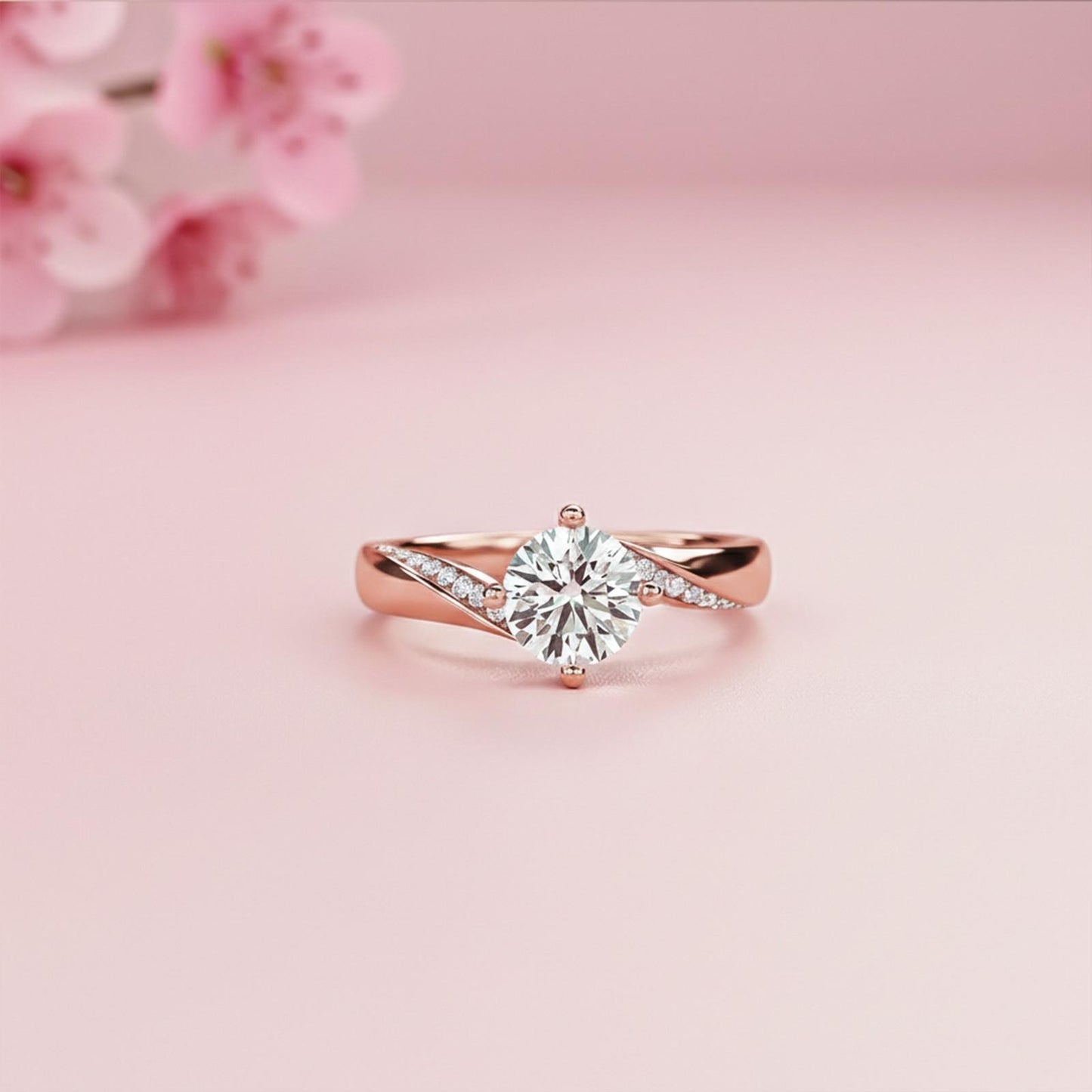 1.10Ctw Moissanite Cedar Round Engagement Ring
