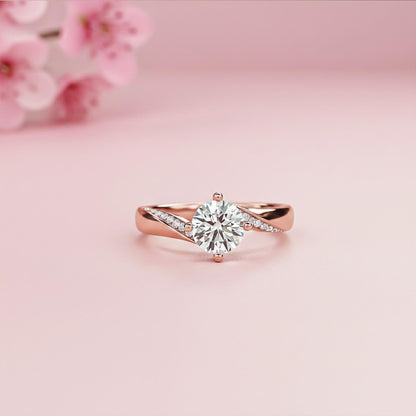 1.10Ctw Moissanite Cedar Round Engagement Ring