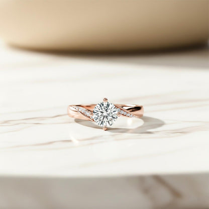 1.10Ctw Moissanite Cedar Round Engagement Ring