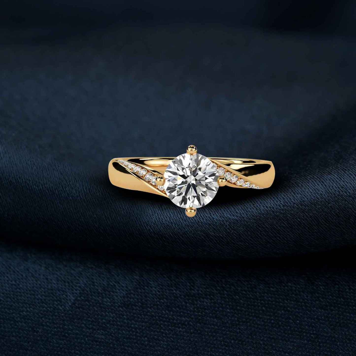 1.10Ctw Moissanite Cedar Round Engagement Ring