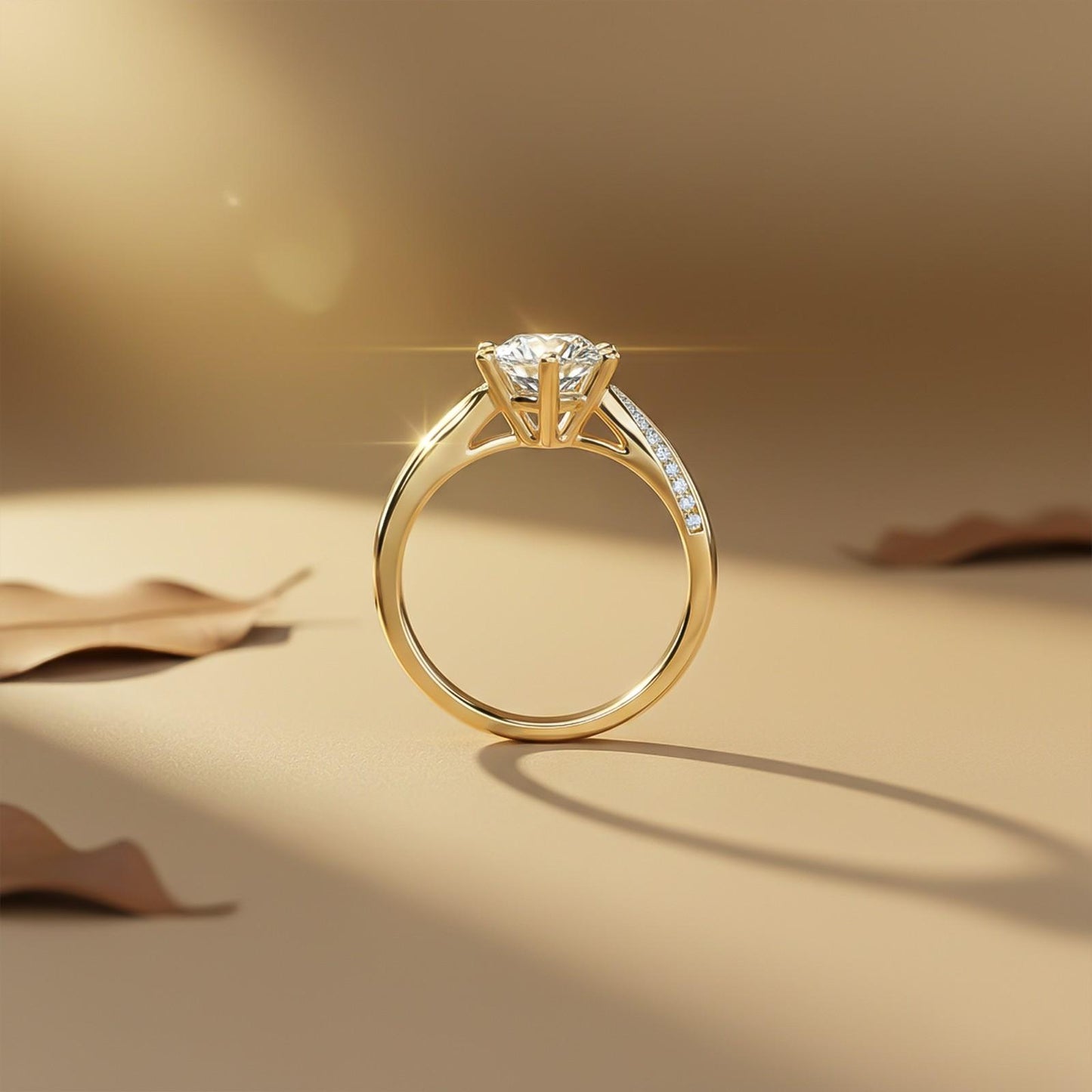 1.10Ctw Moissanite Cedar Round Engagement Ring