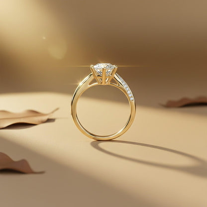 1.10Ctw Moissanite Cedar Round Engagement Ring