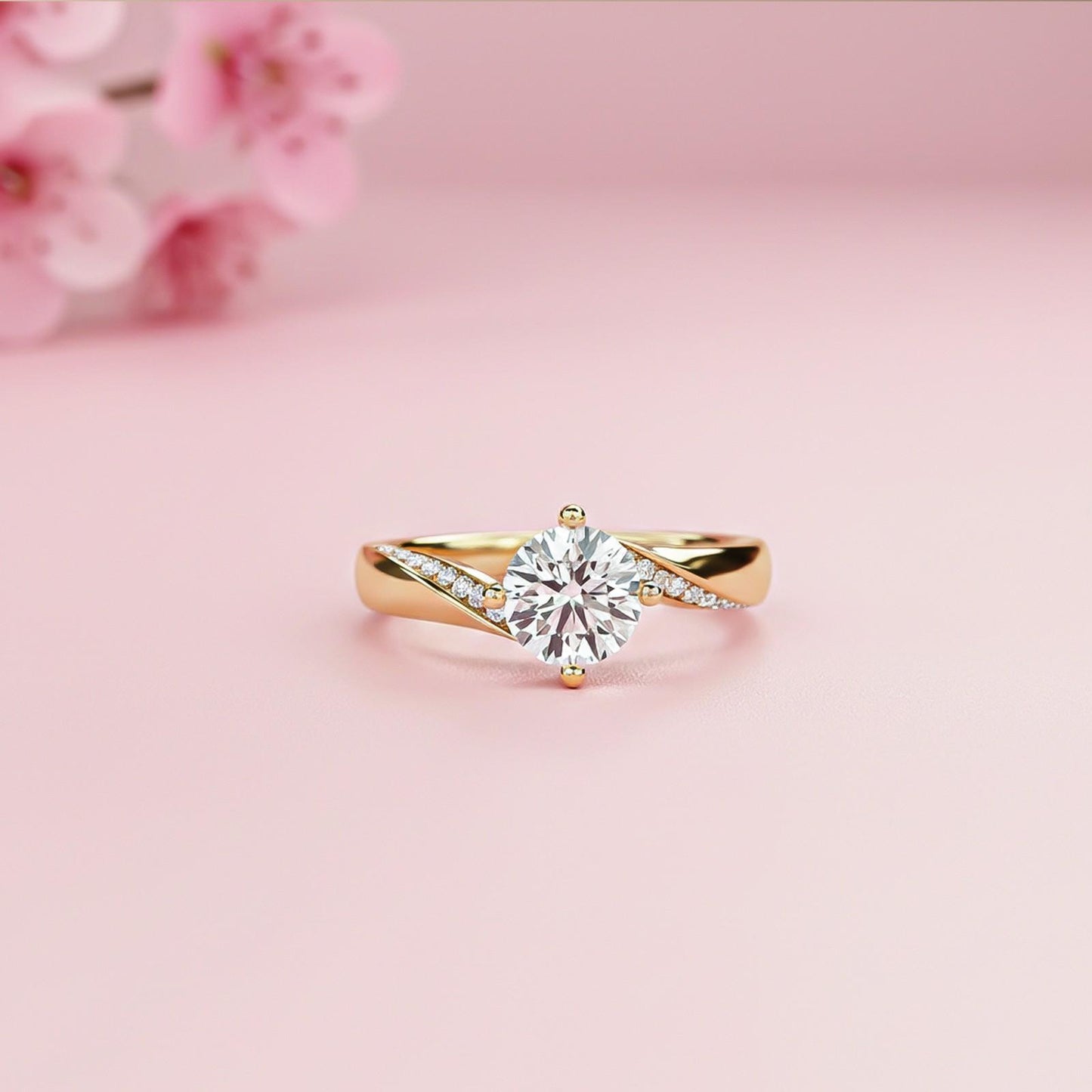 1.10Ctw Moissanite Cedar Round Engagement Ring
