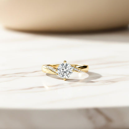 1.10Ctw Moissanite Cedar Round Engagement Ring
