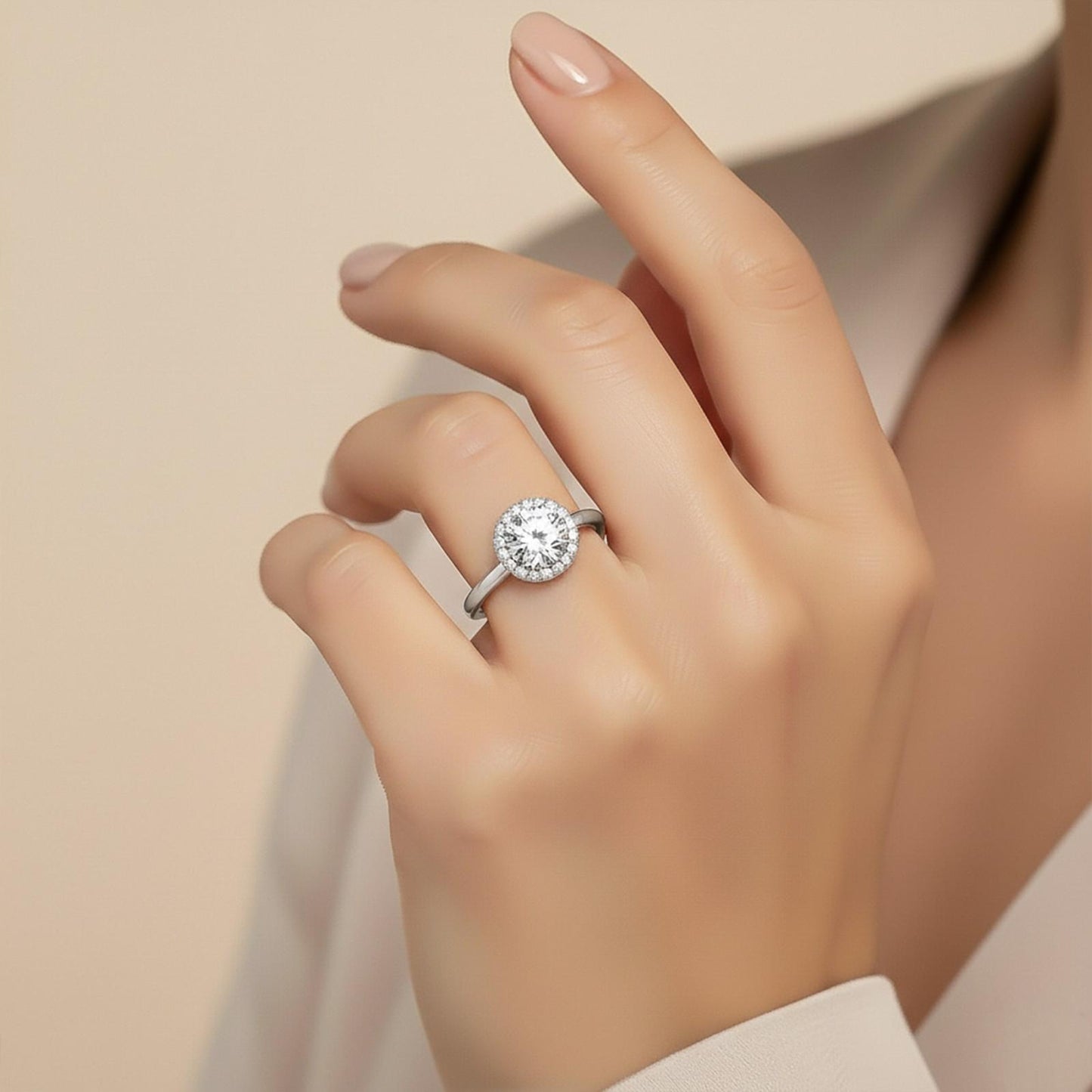 1.10Ctw Moissanite Believe Single Halo Ring