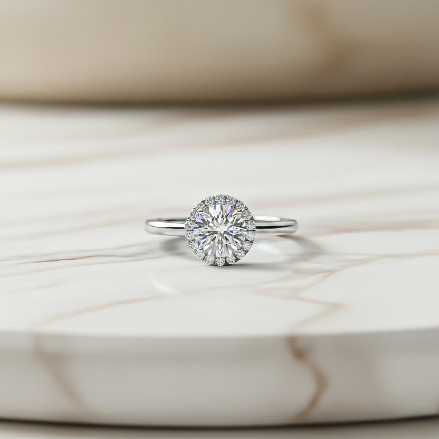 1.10Ctw Moissanite Believe Single Halo Ring