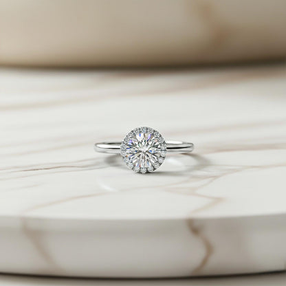 1.10Ctw Moissanite Believe Single Halo Ring
