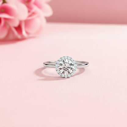 1.10Ctw Moissanite Believe Single Halo Ring