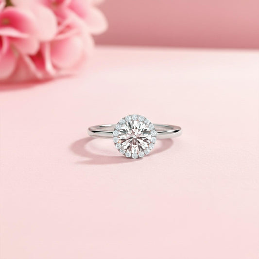 1.10Ctw Moissanite Believe Single Halo Ring