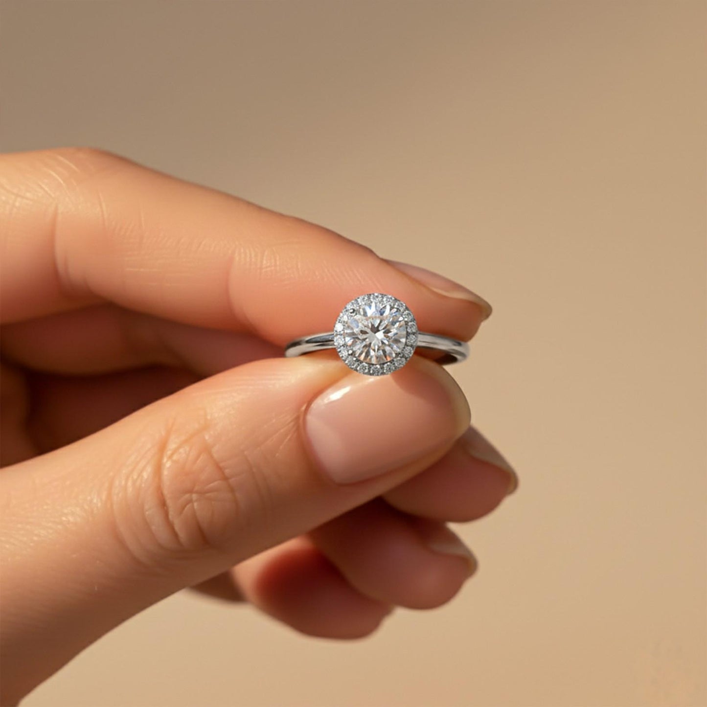 1.10Ctw Moissanite Believe Single Halo Ring