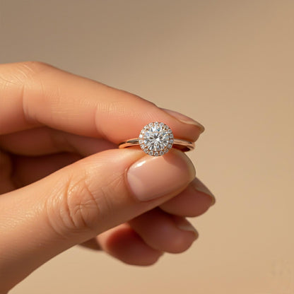 1.10Ctw Moissanite Believe Single Halo Ring